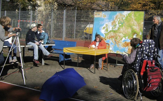 Hier entsteht ein Video fr einen witz...St. Michael in Waldkirch einen Preis.   | Foto: Schule