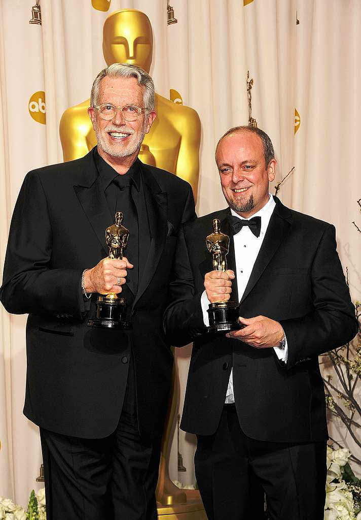 Mark Coulier (rechts) und J. Roy Helland, ausgezeichnet mit dem Oscar fr das  Makeup im Film „The Iron Lady“.