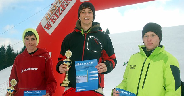 Die Sieger der Jugendklasse J 16 (von ...bach, Julian Lffler und Mirko Knpfle  | Foto: junkel