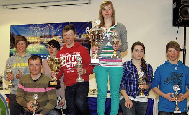 Stadtmeister: Tim Hirtle (von links), ...es, Melanie Zllner und Kai Schweitzer  | Foto: Heinz Vollmar