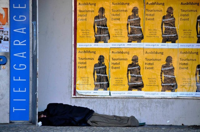 Obdachloser in Freiburger Tiefgarage  | Foto: Ingo Schneider