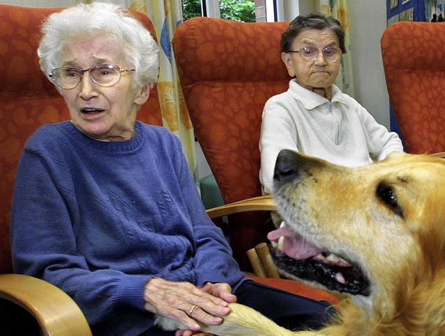 Hunde bringen vielen Menschen in Pfleg.... Und sei es nur fr einige Minuten.    | Foto: ddp