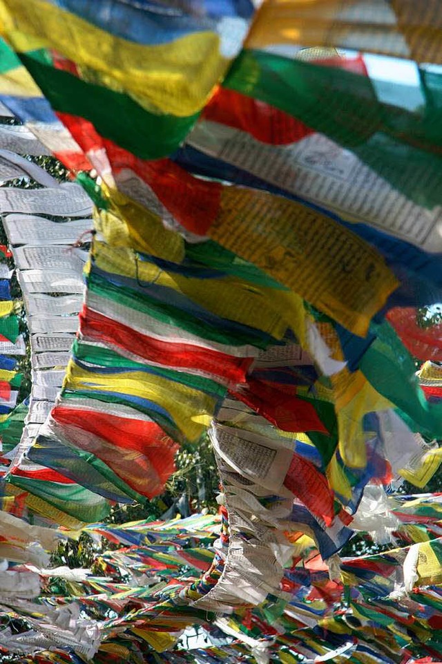 Ein Meer aus bunten Farben: Im Religio...mbini wehen Tausende von Gebetsfahnen.  | Foto: Christian Schreiber