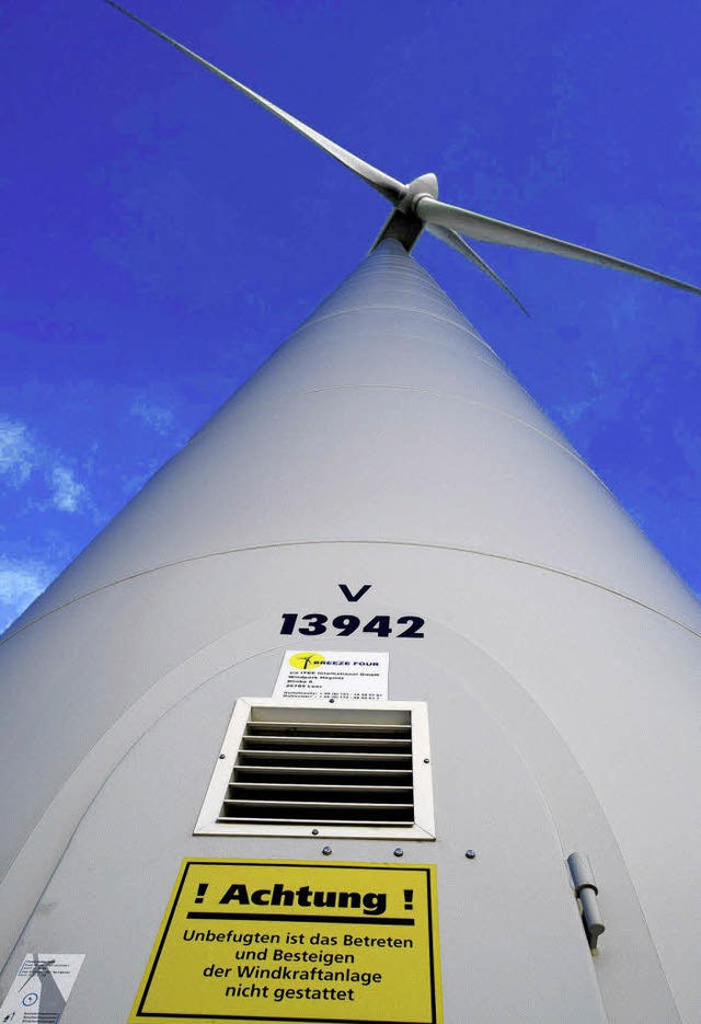 Fr neue Windkraftanlagen fordert die ...#8220; gengend Abstand zur Bebauung.   | Foto: dpa