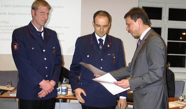 Verpflichtet wurden im Eichstetter Gem...ien von Brgermeister Michael Bruder.   | Foto: gustav rinklin