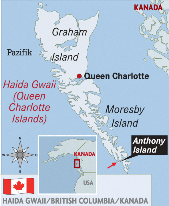 Auf den Queen Charlotte Islands lebte einst der Stamm der Haida Reise