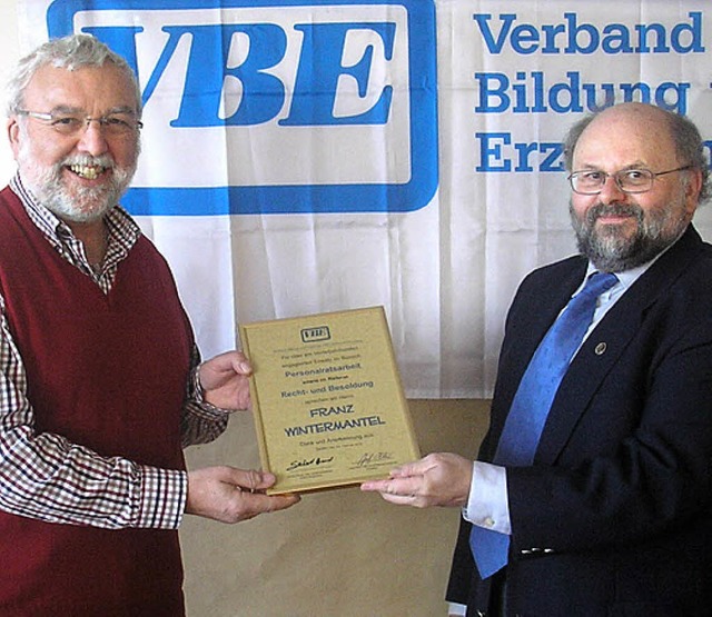 Franz Wintermantel (links) wurde von J...bandes Bildung und Erziehung,  geehrt.  | Foto: privat