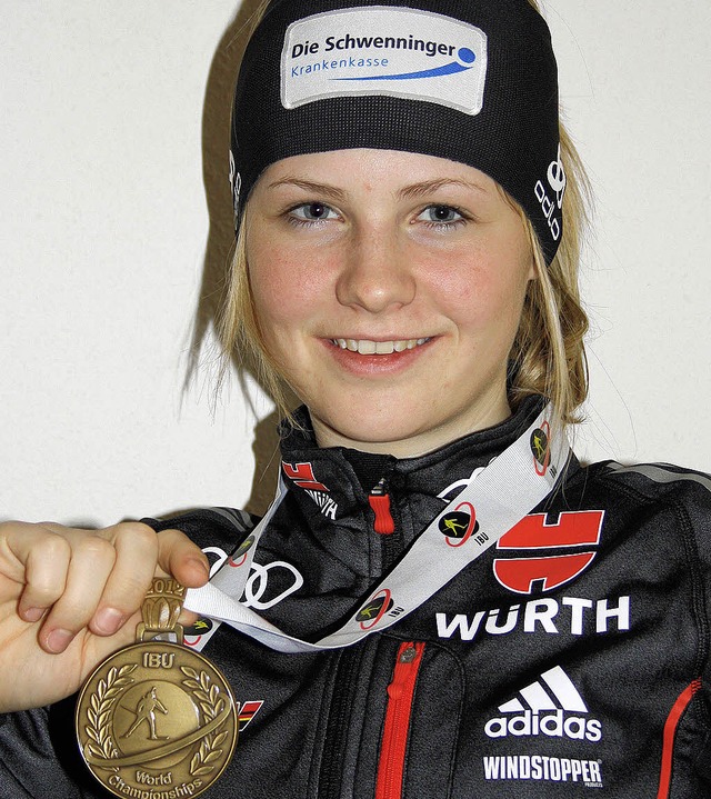 Biathletin Annika Knoll war schon &#82...te sie mit einer Bronzemedaille heim.   | Foto: Privat