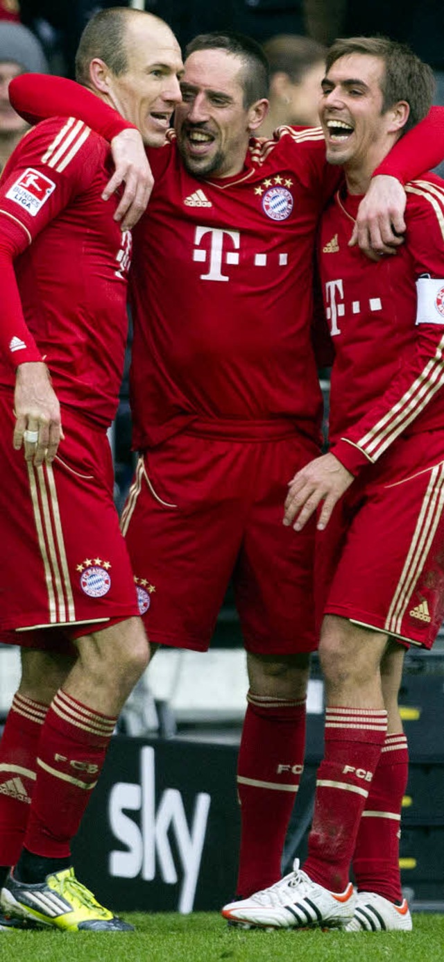 Die Bayern lachen wieder: Robben, Ribry und Lahm (von links)  | Foto: dapd