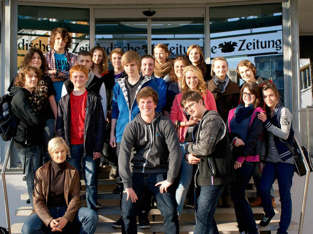 Die Klasse 9b des Geschwister-Scholl-Gymnasiums Waldkirch mit ihrer Lehrerin Julia Marmon