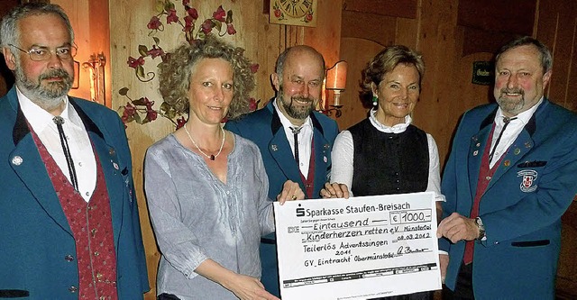 Einen Scheck in Hhe von 1000 Euro be...ionsbeauftragte Claudia Lackermaier.    | Foto: Eberhard Gross