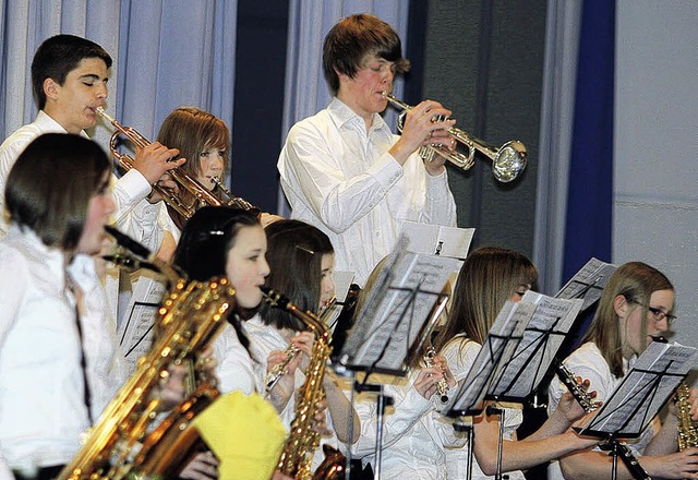 Die jungen Musikanten bei ihrem Auftritt   | Foto: heidi fssel