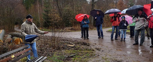 Regen hlt die Wanderer nicht davon ab...warzwaldverein informieren zu lassen.   | Foto: Monika Korak