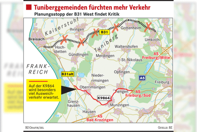 Planungsstopp B-31-West: Unruhe in Munzingen und Tiengen