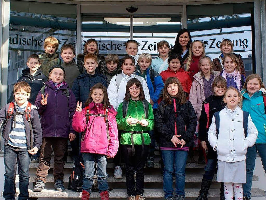 Die Klasse 4a der Michael-Friedrich-Wild-Grundschule Mllheim mit ihrer Lehrerin Alice Alamargot