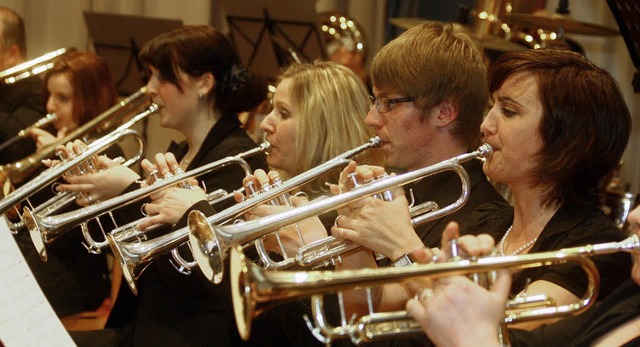 Die Trompeterinnen und Trompeter des Musikvereins Mahlberg beim Jahreskonzert.   | Foto: Sandra Decoux-Kone
