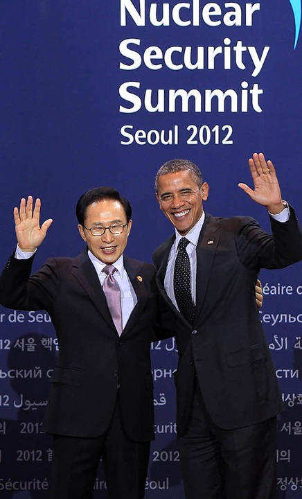 Gastgeber Lee Myung-bak, der Präsident...t US-Präsident Barack Obama<ppp></ppp>  | Foto: dpa