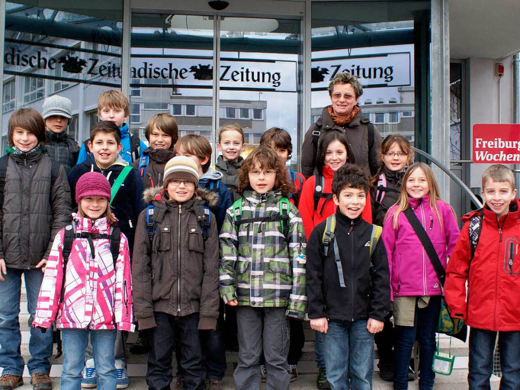 Die Klasse 4c der Wilhelm-Hildenbrand-Schule Vogtsburg-Oberrotweil mit ihrer Lehrerin Birgit Faggion.