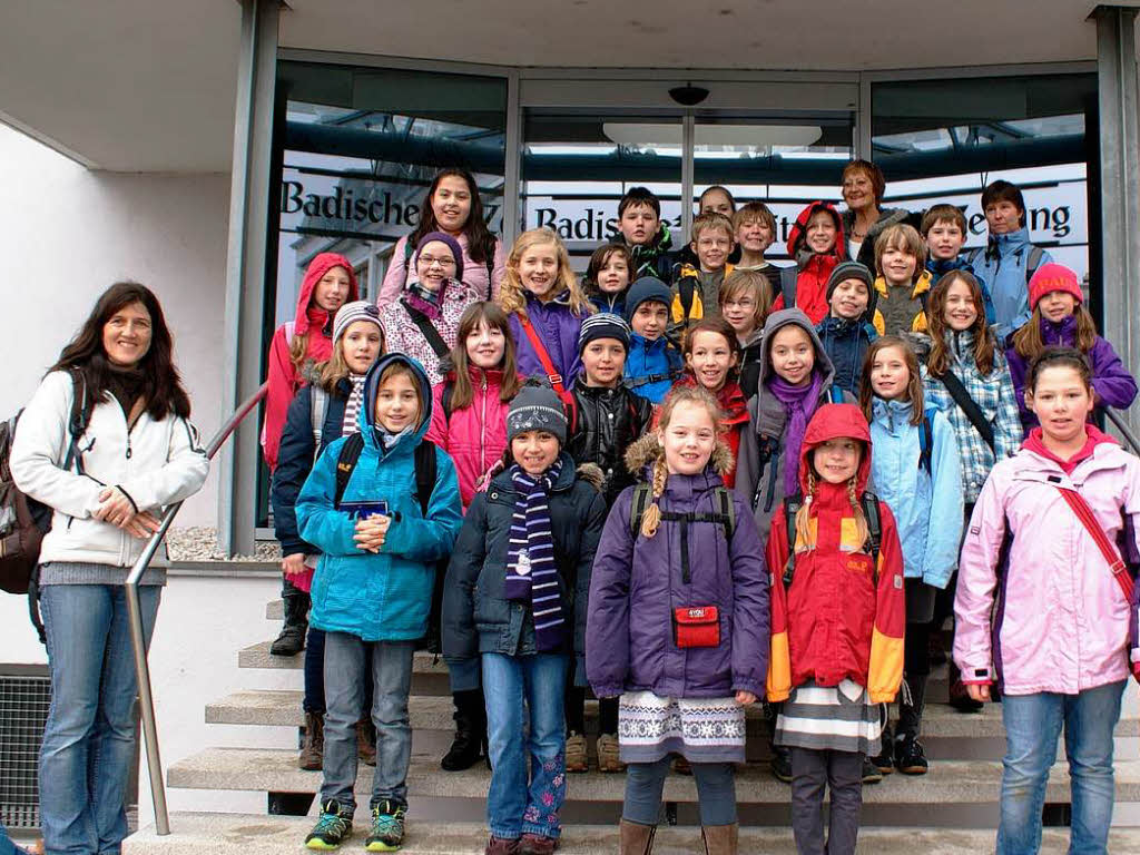 Die Klasse 4c der Johann-Peter-Hebel Grundschule in Gundelfingen mit ihrer Lehrerin Constanze Weldemann.