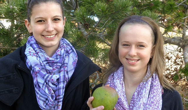 Julia Maier (links) und Anna-Lena Grie...go-Aktion der Nikolaus-Rombach-Schule.  | Foto: Sigrid Schneider