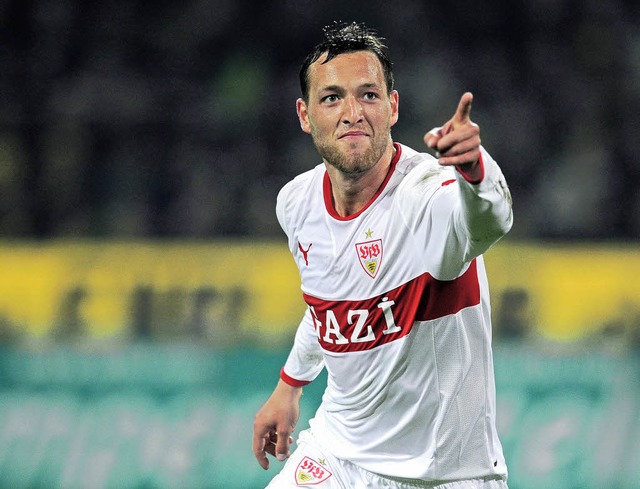 Julian Schieber erzielte zwei Tore fr...VfB Stuttgart beim 4:4 in Dortmund.     | Foto: afp