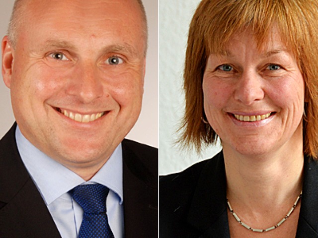 Die beiden Kandidaten fr das Amt des ...tefan Schlatterer und Susanne Wienecke  | Foto: ZVG