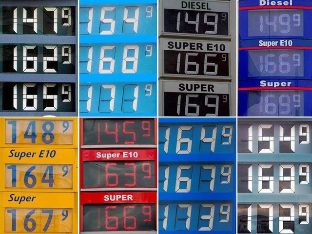 Und steigt und steigt und steigt: der Preis fr Benzin.  | Foto: dpa