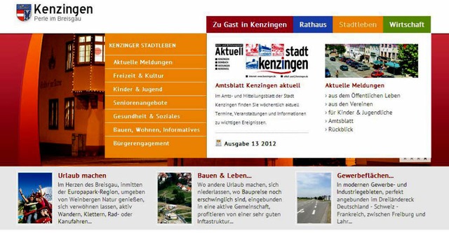 Die berarbeitete Homepage der Stadt Kenzingen  | Foto: Stadt kenzingen