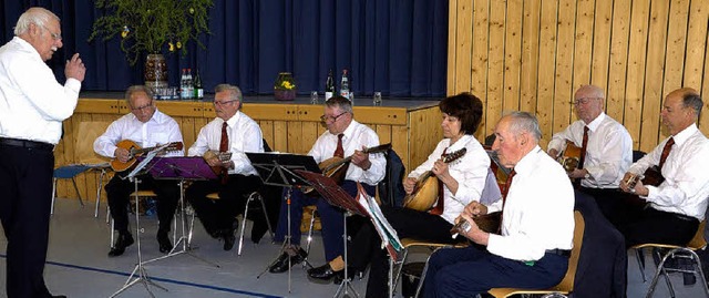 Die Wyhler Saitenmusikanten unter der ... umrahmten musikalisch den Nachmittag.  | Foto: Jrgen Schweizer