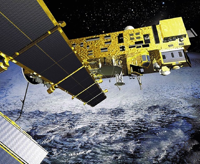 Die Europische Raumfahrtagentur kmpf... Tonnen schweren Satelliten Envisat.    | Foto: Repro: dapd (Astrium)