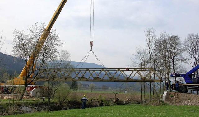 Am Haken eines mchtigen Krans wurde d... der Elz zum weiteren Abbau abgelegt.   | Foto: Elfriede Mosmann