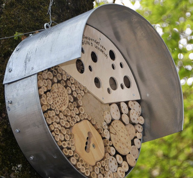 Dieses Insektenhotel hngt an einem Ba...chulhof der Schwarzenberggrundschule.   | Foto: Anton Moser