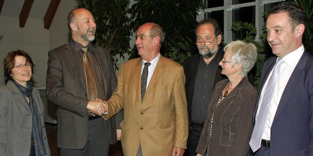 Mit herzlichen, teils auch sehr persn...degel, Heide Thoma und Marcel Schwehr.  | Foto: Martin Wendel