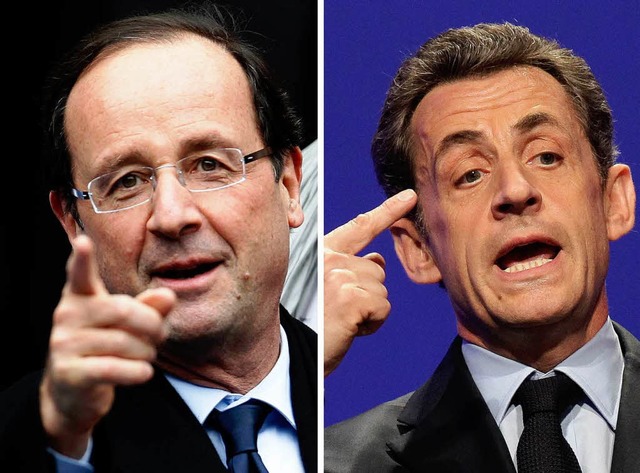 Wer macht das Rennen? Der Sozialist Fr...nks) oder Amtsinhaber Nicolas Sarkozy.  | Foto: dapd