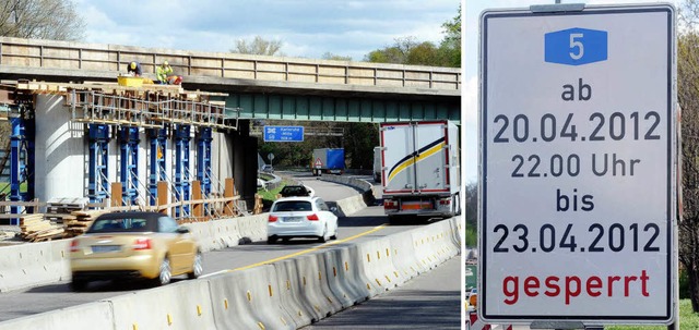 Brckenarbeiten am    Autobahndreieck ...mehrtgige Vollsperrung ntig gemacht.  | Foto: dpa