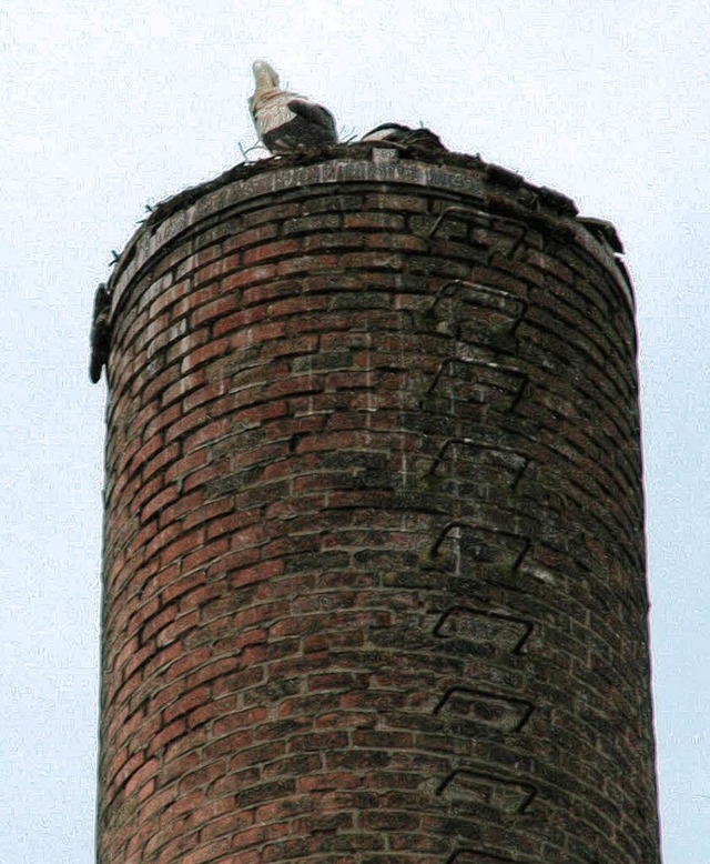 Zurck auf den alten Fabrikkamin in Fa...ar&#8217;s auf dem Kirchturm zu nass.   | Foto: Jung