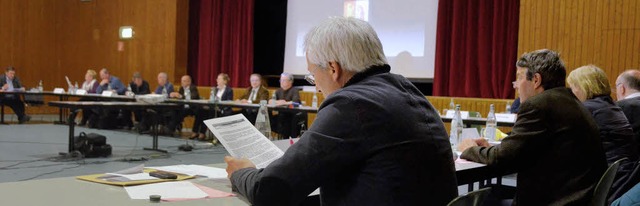 Das Ratsrund wurde bei der Sitzung am ...khalle Efringen-Kirchen zum  Hufeisen.  | Foto: Langelott