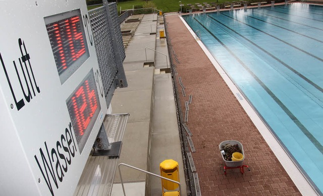 12,6 Grad: Noch zu kalt, um im Becken des Parkschwimmbades Bahnen zu ziehen.   | Foto: Max Schuler