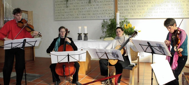 Sonntagsmusik zum Mittanzen: Frhliche...nges Quintett in der Eichener Kirche.   | Foto: Anja Bertsch