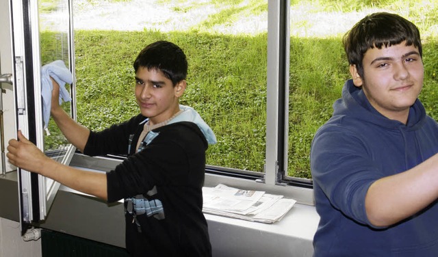 &#8222;Auf die richtige Putztechnik ko...-Schule  fr saubere Fenster sorgte.    | Foto: Reinhard Herbrig