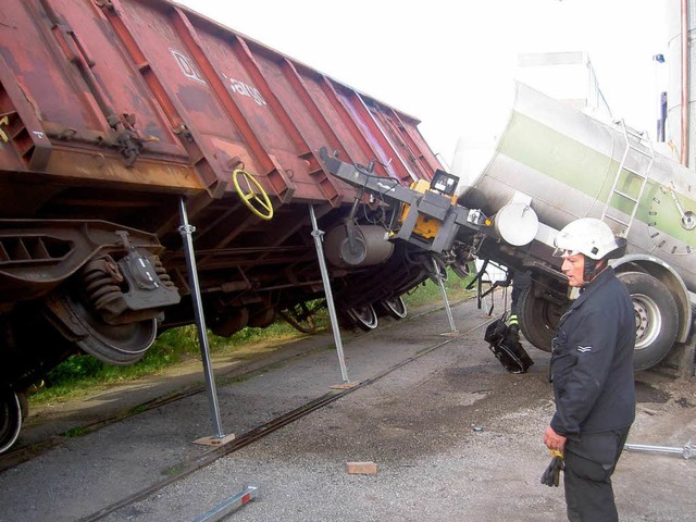 Rangierunfall auf Betriebsgelnde.  | Foto: Feuerwehr Freiburg