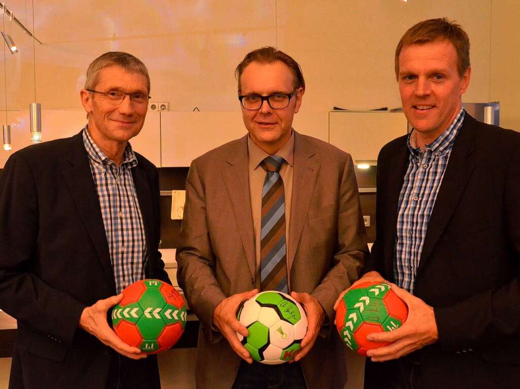 Das Badenova-Energiebuffet  – drei Handballer unter sich: Armin Emrich, Guido Schneboom und Martin Heuberger