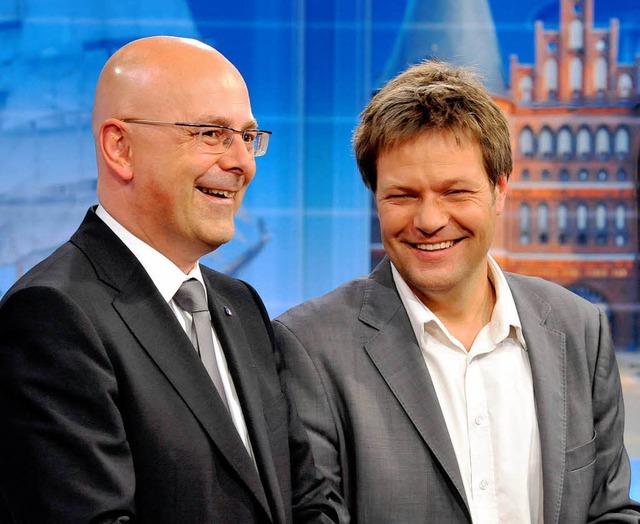 Bald Koalitionre? Der SPD-Spitzenkand...zenkandidat der Grnen, Robert Habeck.  | Foto: dapd