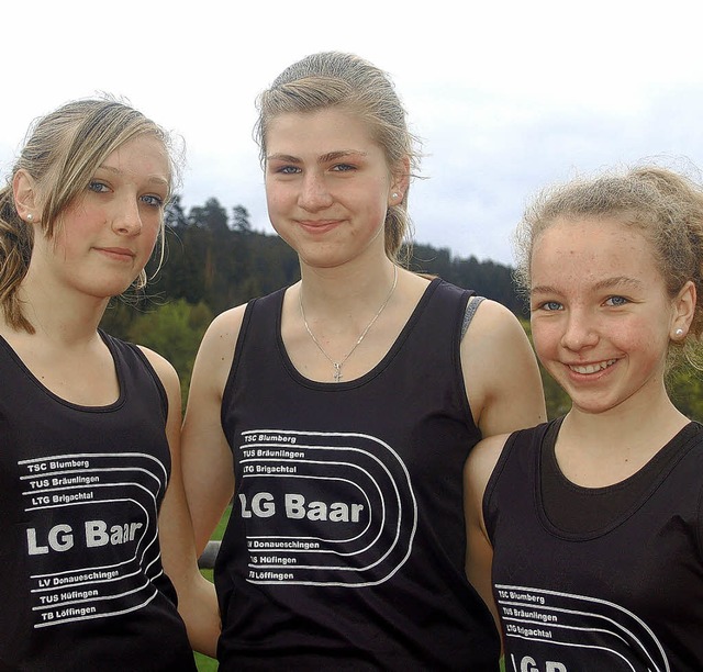 Ilona Raiber, Jessica Plasch und Lea S...en das Staffelrennen ber 4x100 Meter.  | Foto: Junkel