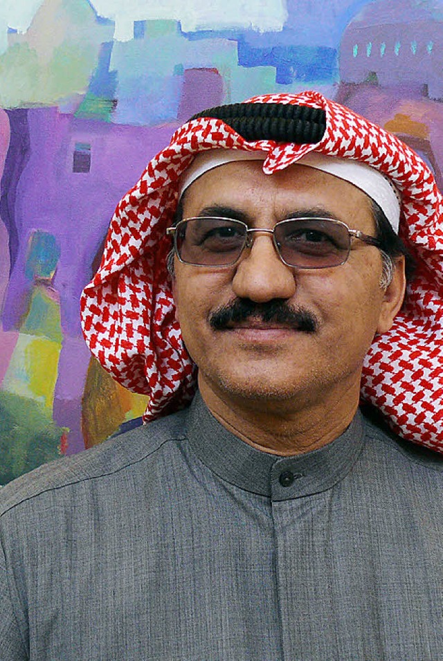 Adel Al Khalaf kam aus Kuwait nach Hin...ten, um seine Bilder zu prsentieren.   | Foto: Ute Aschendorf