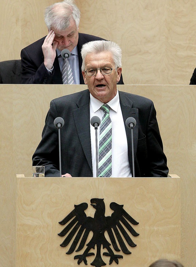 Der baden-wrttembergische  Ministerpr...bayerischer Amtskollege Horst Seehofer  | Foto: DPA