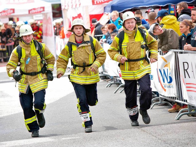 Die Feuerwehr Tunsel beim Tower-Running in Basel.  | Foto: MCH Messe Schweiz (Basel) AG