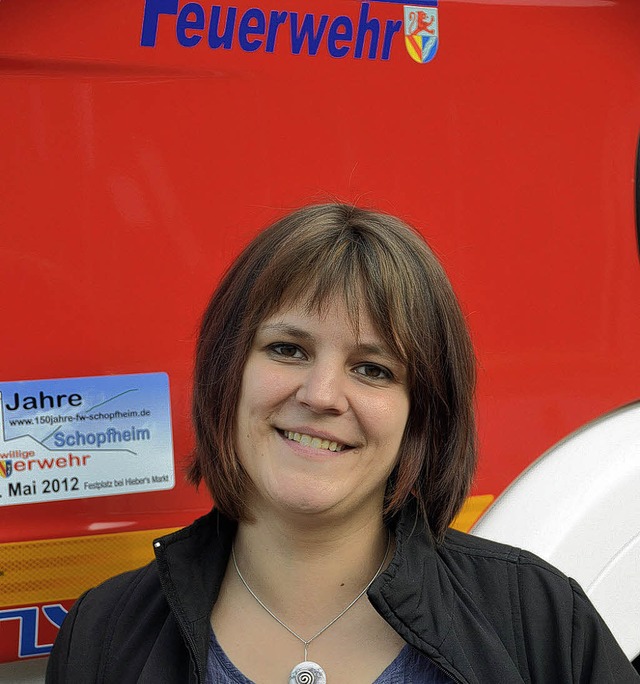 Schopfheimer Feuerwehrfrau mit vollem Einsatz: Bianca Eberhardt.  | Foto: Silke Hartenstein