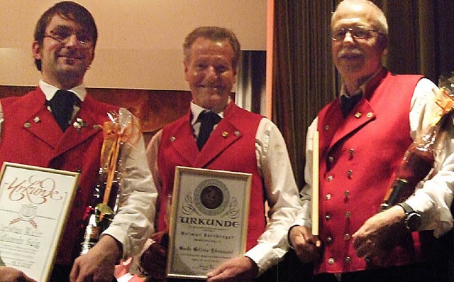 Drei verdiente Saiger Musiker (von lin... Franz Bartberger (jeweils 50 Jahre).   | Foto: Barbara Herrmann