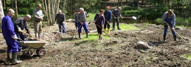 Helfer  des Schwarzwaldvereins Grwihl...ad in Oberwihl ein Biotop anzulegen.    | Foto: Werner Probst